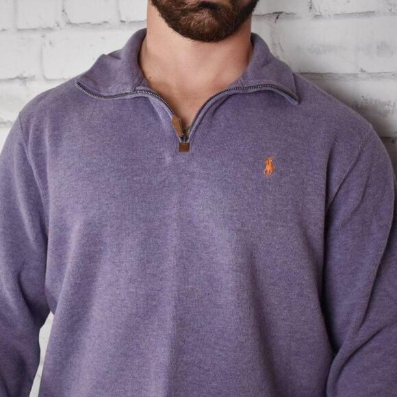 Ralph Lauren Polo Light Purple Quarter Zip Neck Pullover Sweater XL - Picture 2 of 4